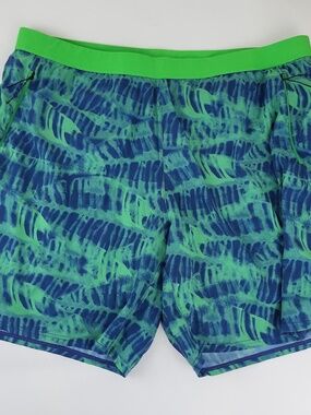 Janji Men's 7" Traverse Short Size XL Green Blue Cyanotype Foliage